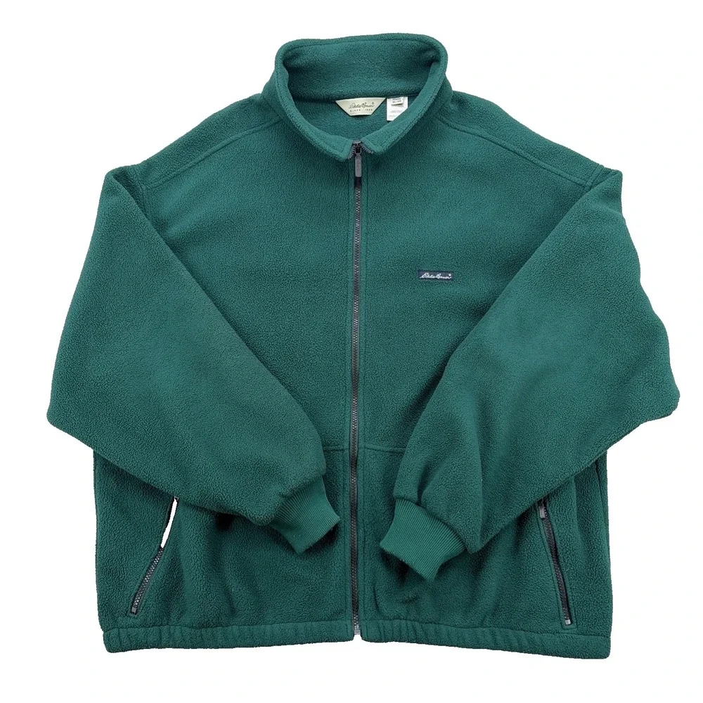 Vintage 90s Y2K  Eddie Bauer Fleece Jacket Full Zip - XL Large green